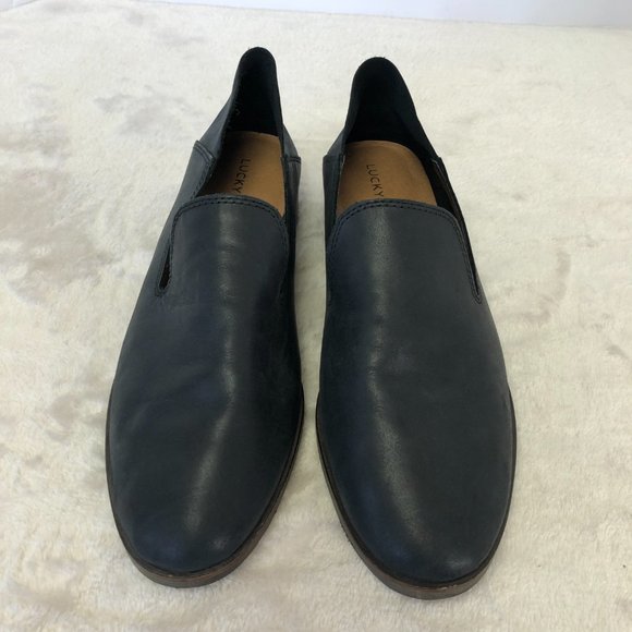 Lucky Brand Navy Cahill Leather Loafer Flat Slip On Dress Shoe Size 8.5 - Picture 2 of 14